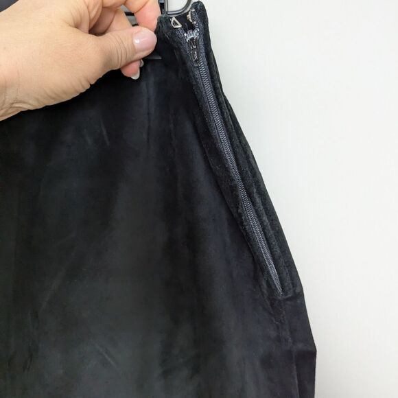 Vintage Danier Black Suede Bootcut Pants Size 12 Made in Canada, Lined - Picture 5 of 8